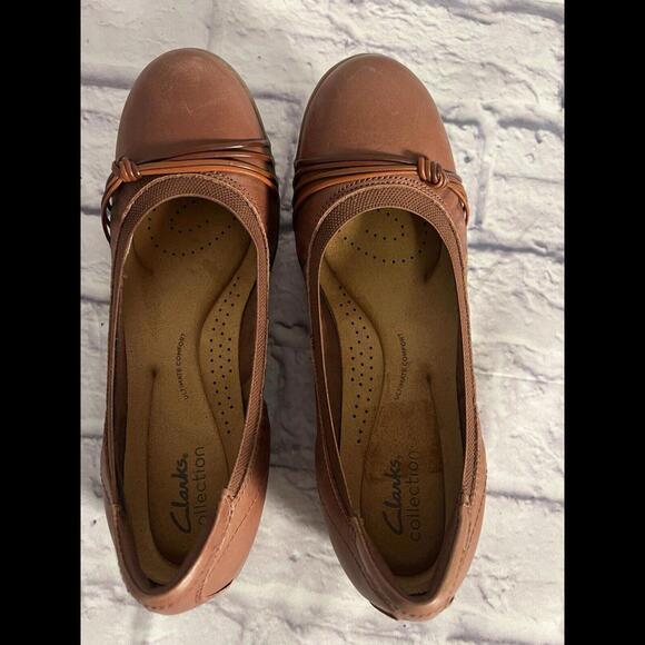 Clarks Collection Leather Ballet Flats Meadow Rae Tan Leather Women’s Size 8 - Picture 9 of 9